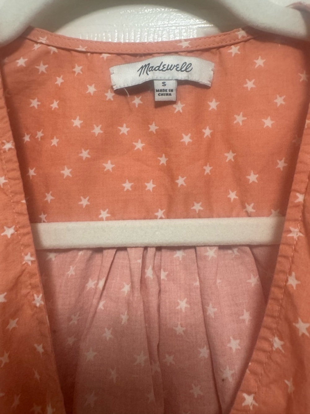 Madewell Peach Pink Star Scatter Wrap Top - Picture 7 of 14